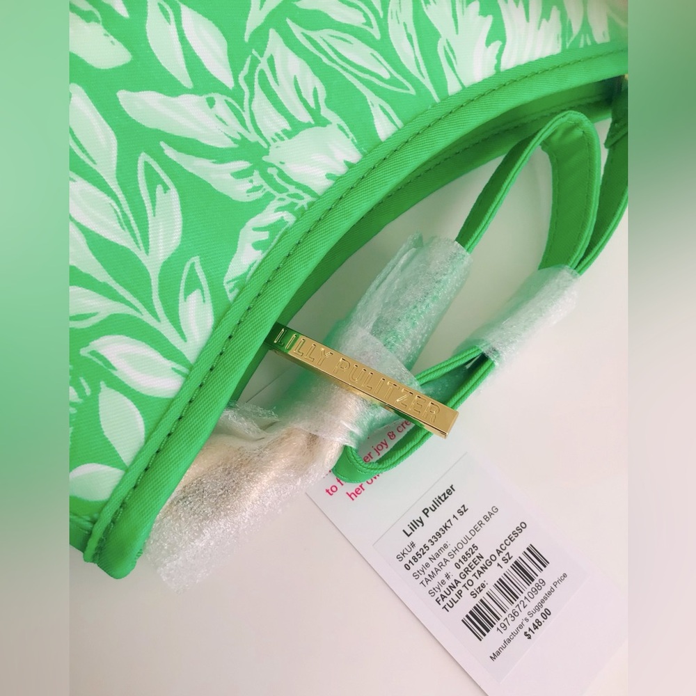 Lilly Pulitzer Tamara Shoulder Bag-Fauna Green-Tulip To Tango-NWT In Package. - Picture 7 of 13